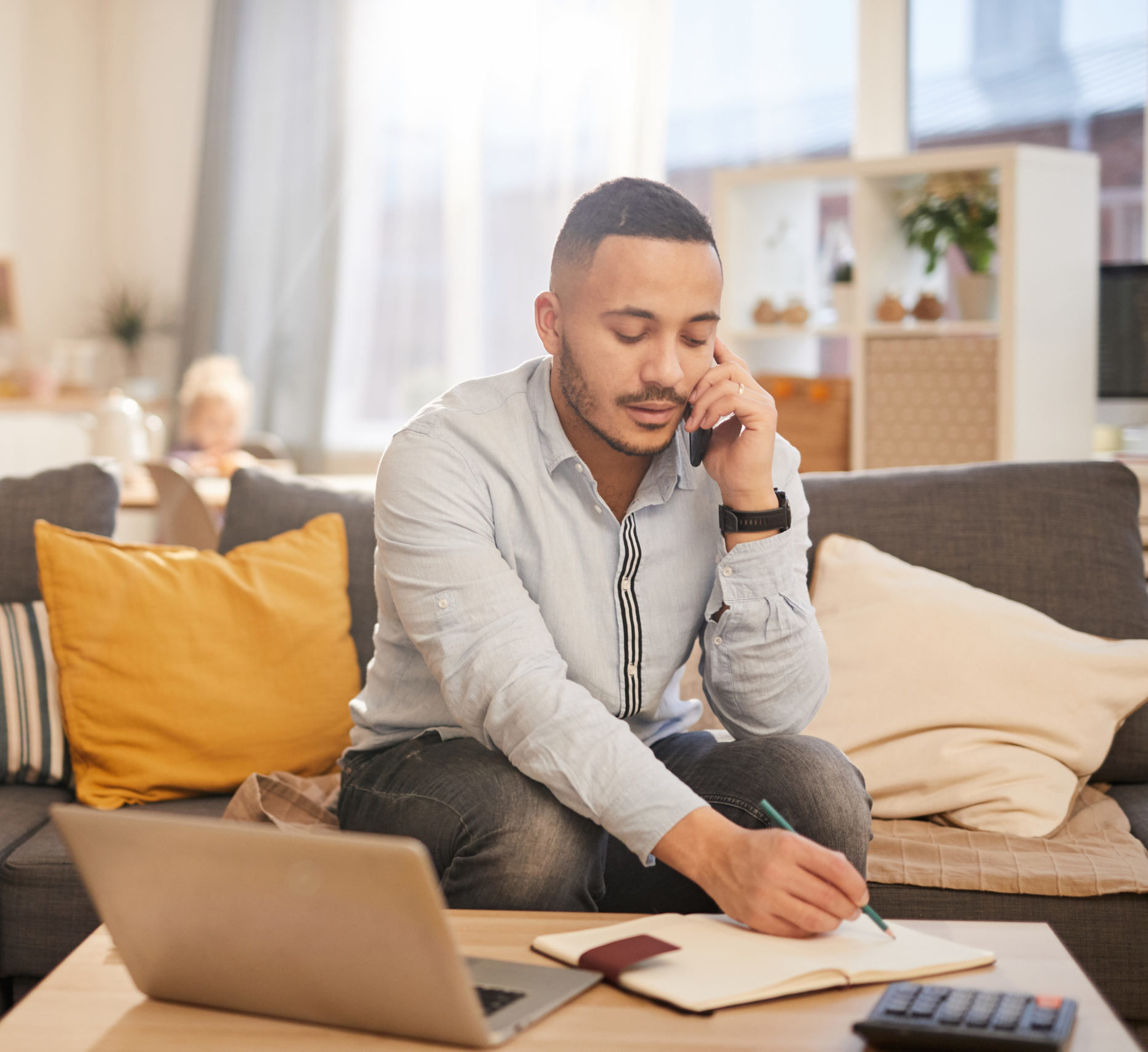 Modern Father Working from Home Working from home